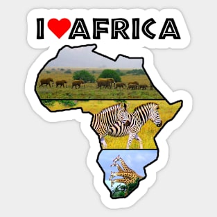 I Love Africa Wildlife Collage Map Sticker